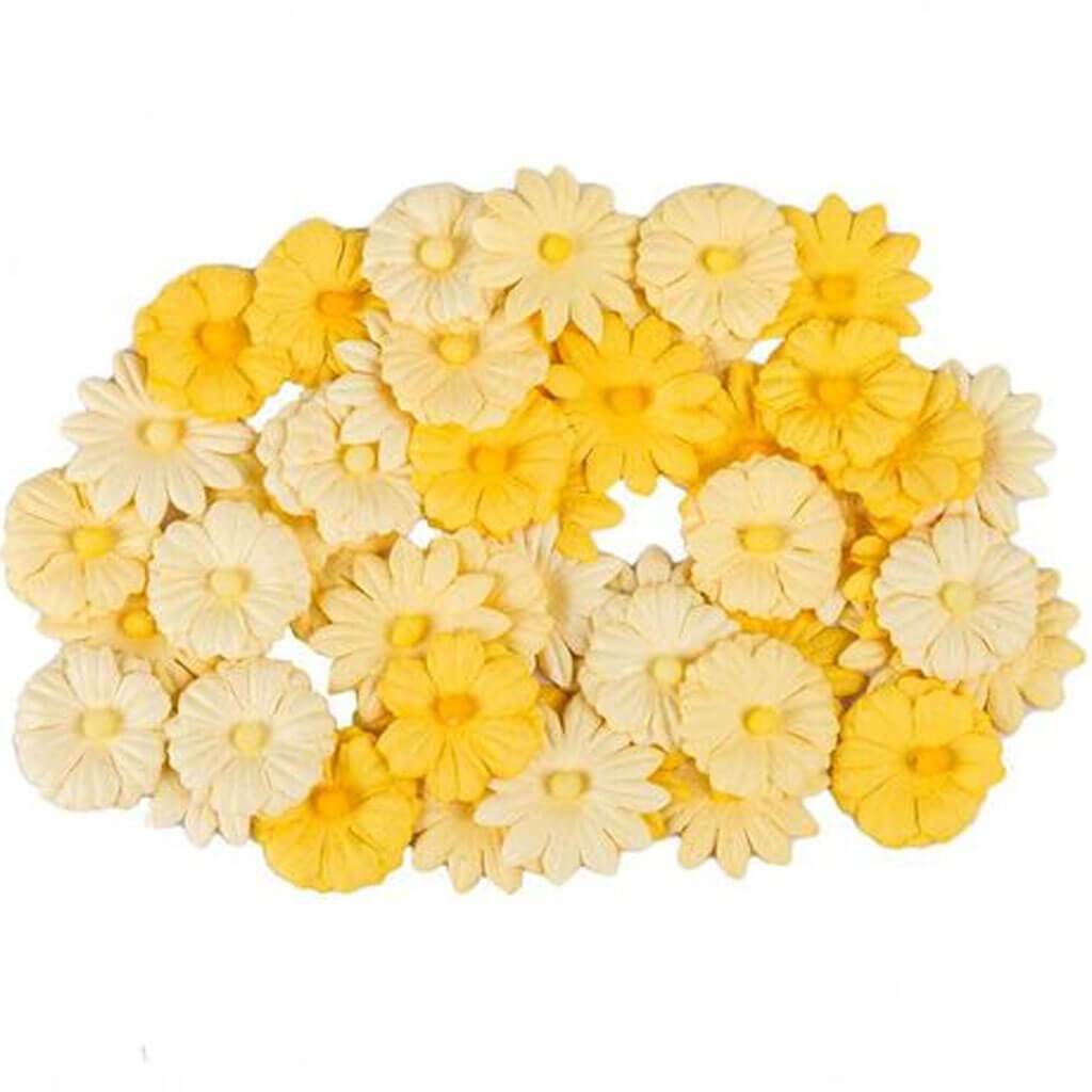 Floral Embellishment Yellow Daisies 48pcs