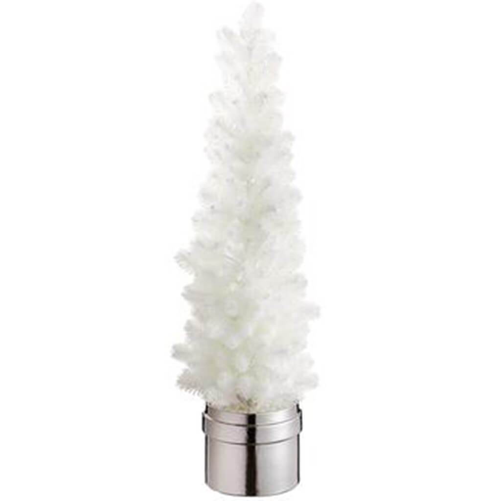 Glittered Pine Tree in Ceramic Pot White 33in