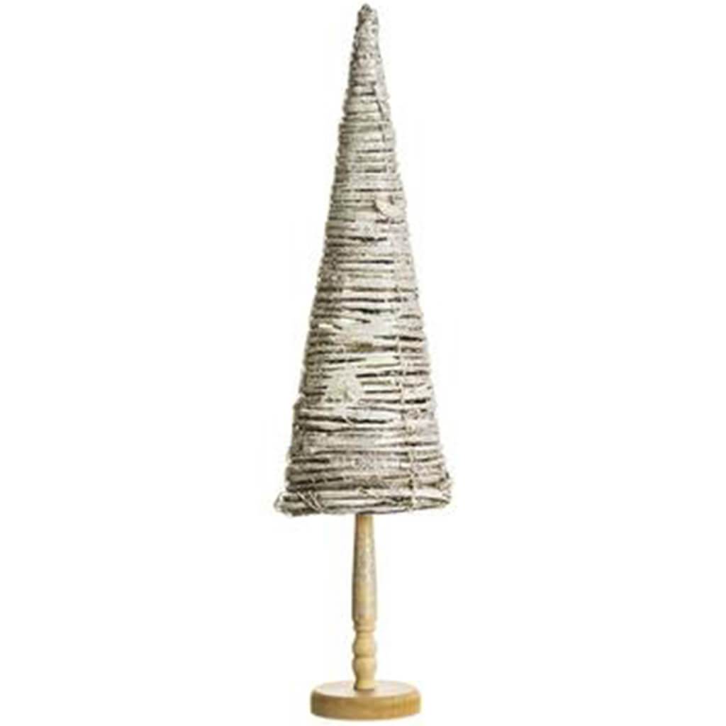 Glittered Cone Topiary with Stand Brown 22in