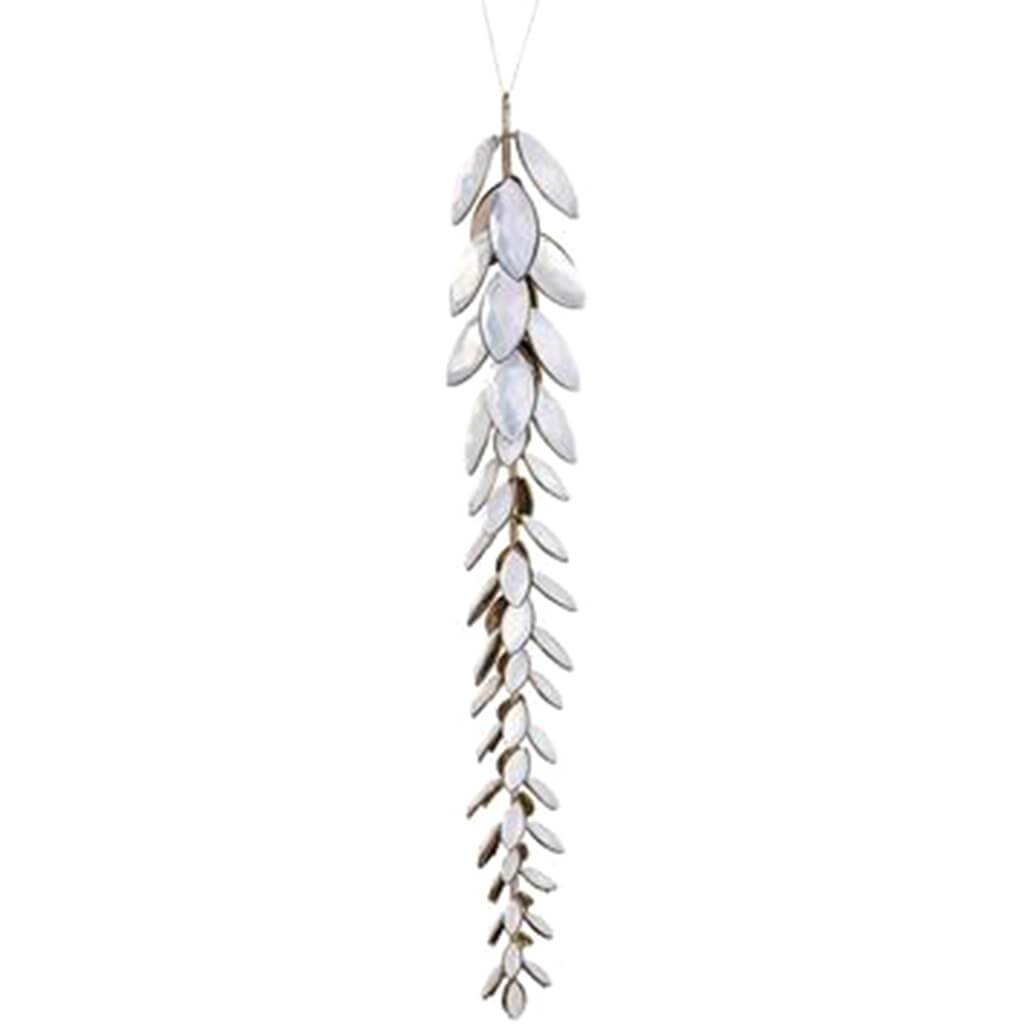 Rhinestone Icicle Drop Ornament White Silver 14in