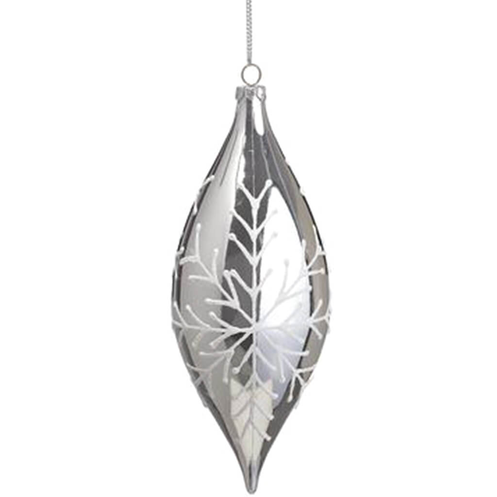 Glittered Snowflake Finial Ornament Silver White 7in