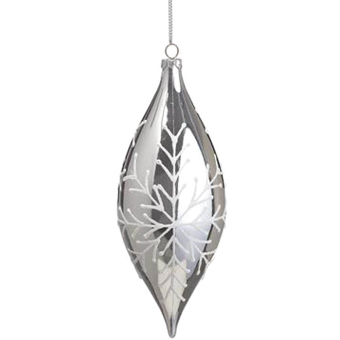 Glittered Snowflake Finial Ornament Silver White 7in