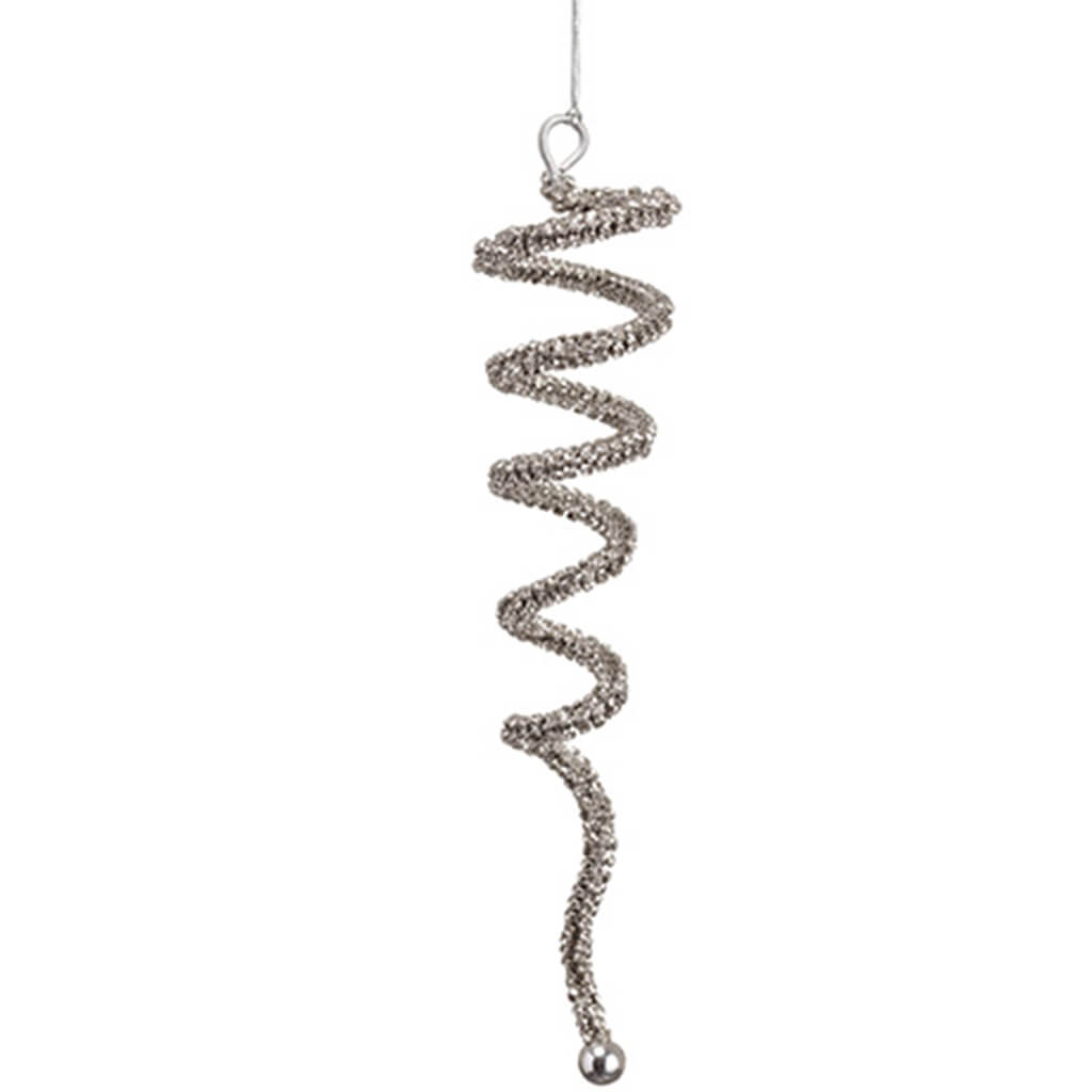 Diamond Swirl Icicle Ornament Silver 9in