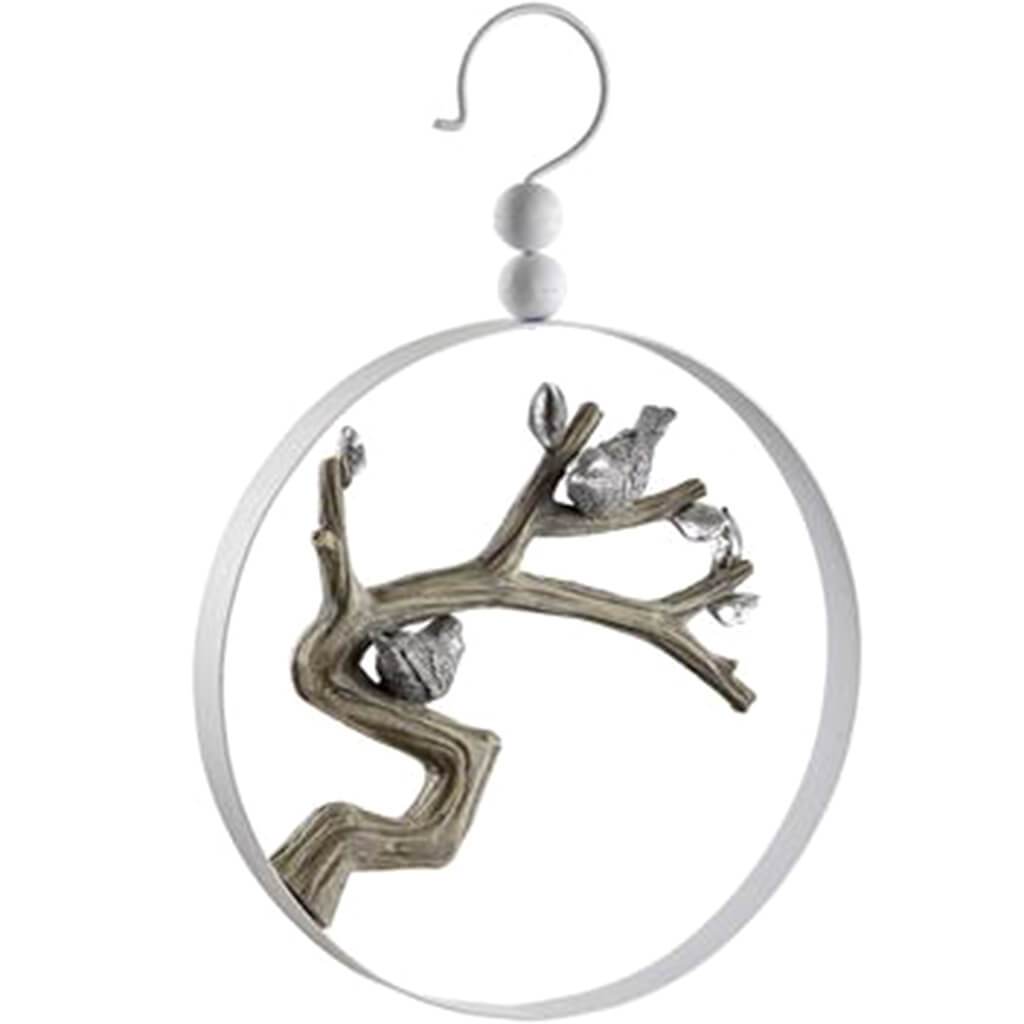 Bird on Twig Silver Gray 14.25in