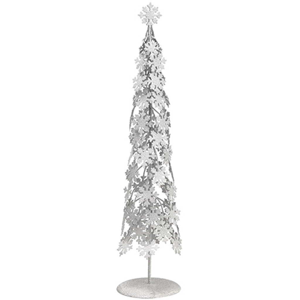 Glittered Snowflake Cone Topiary Table Top White 23in