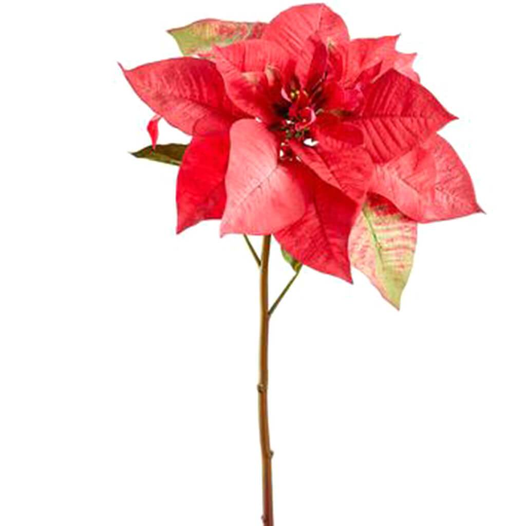 Real Touch Poinsettia Spray Red