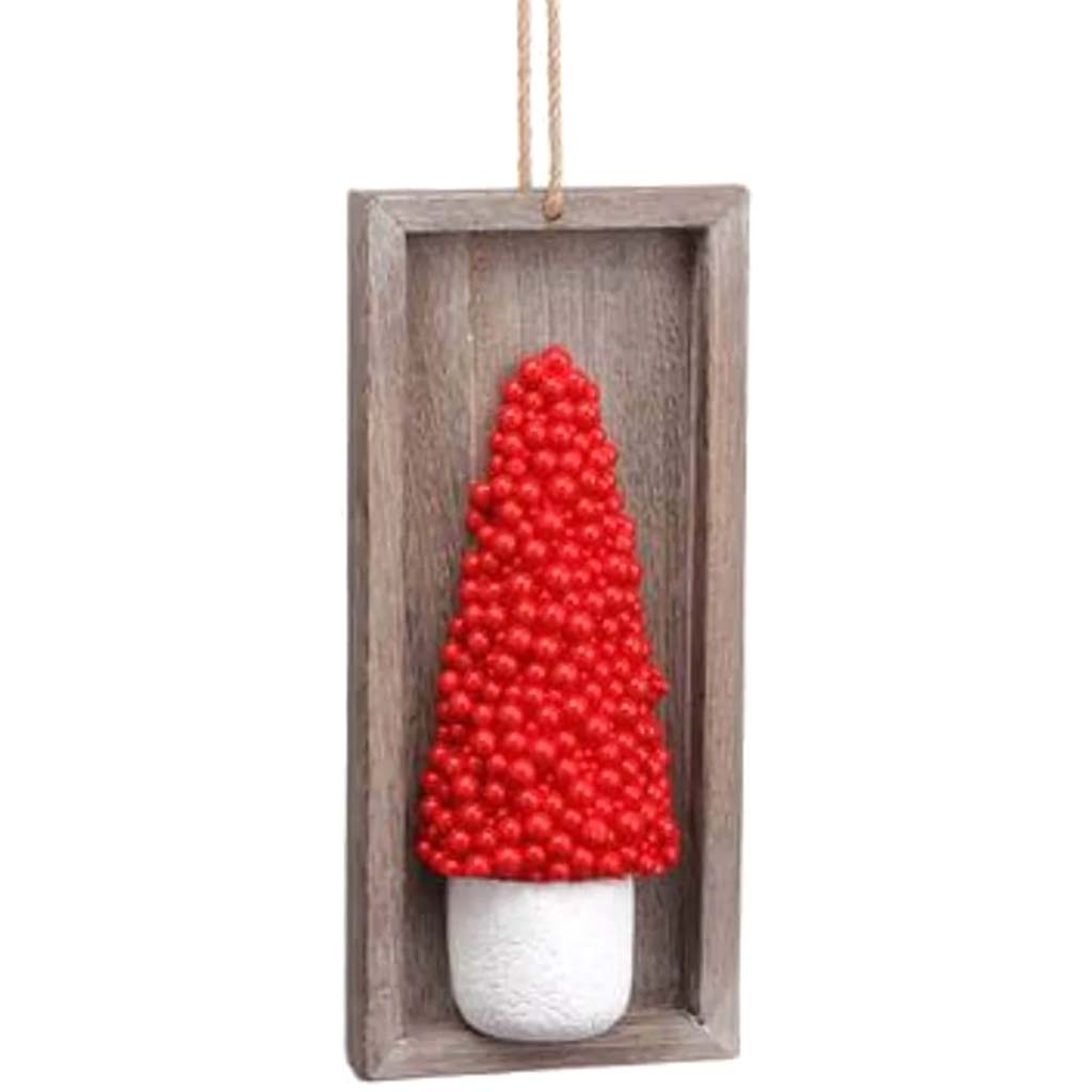Berry Cone Topiary Hanging Wall Decor Red 6-14in