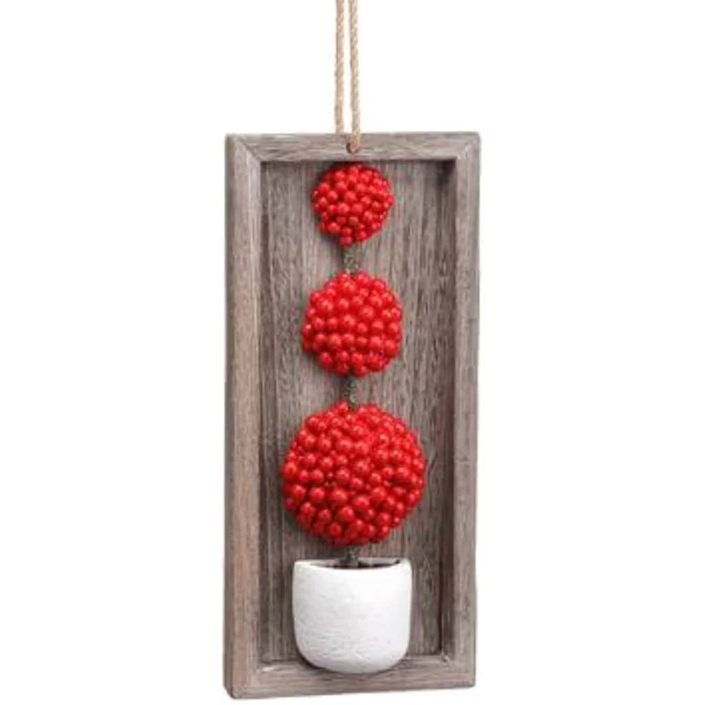 Berry Topiary Hanging Wall Decor Red 6-14in