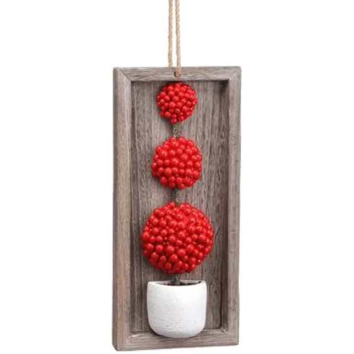 Berry Topiary Hanging Wall Decor Red 6-14in
