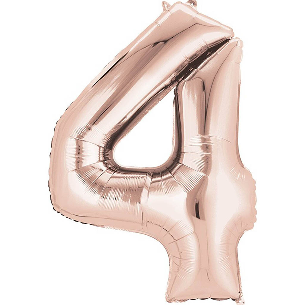 Foil Balloon Minishape Number 4 Rose Gold