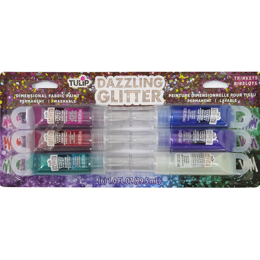 Fabric Paint Multi Dazzling Glitter 6pk