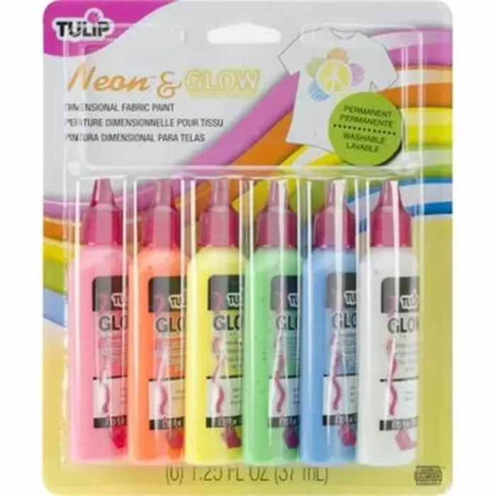 3D Fashion Paint Set 6pc Neon & Glow