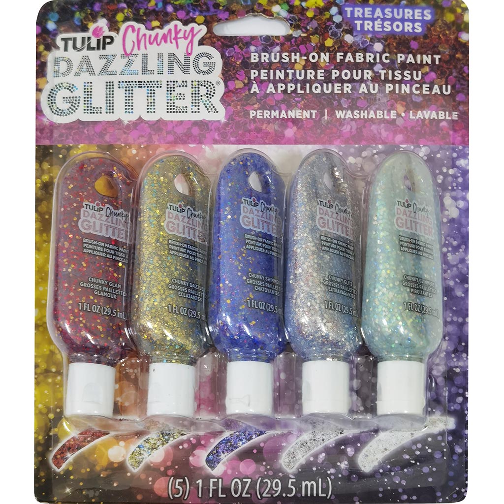 Glitter Brush-On Fabric Paint 5pc 1oz