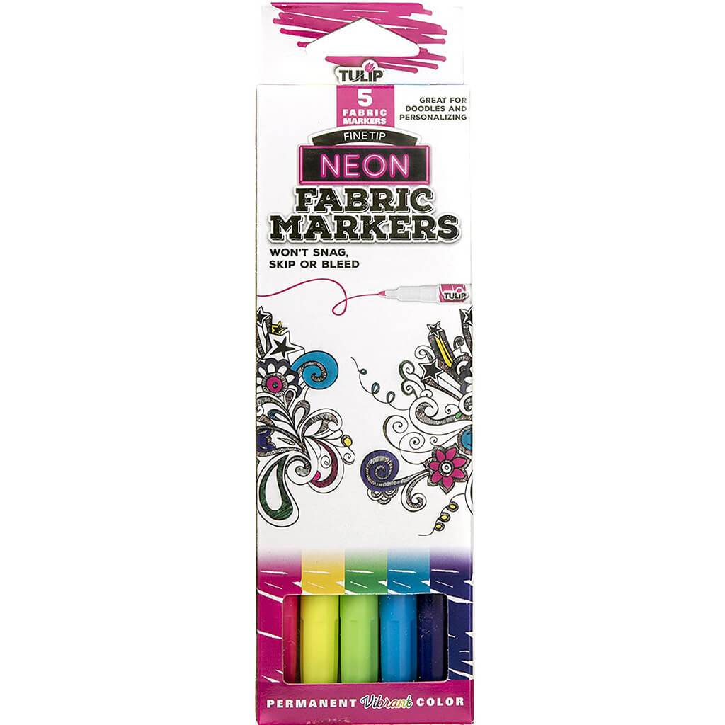 Neon Fabric Markers Fine Tip 5pc