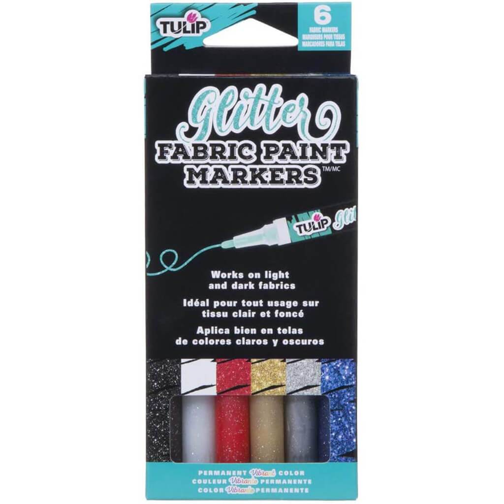 Glitter Fabric Paint Markers 6 Colors