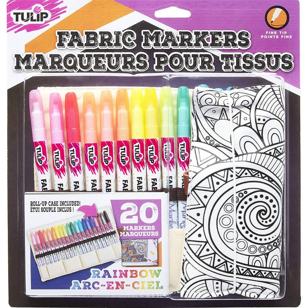 Fine Tip Fabric Markers Roll Up Case 20pc
