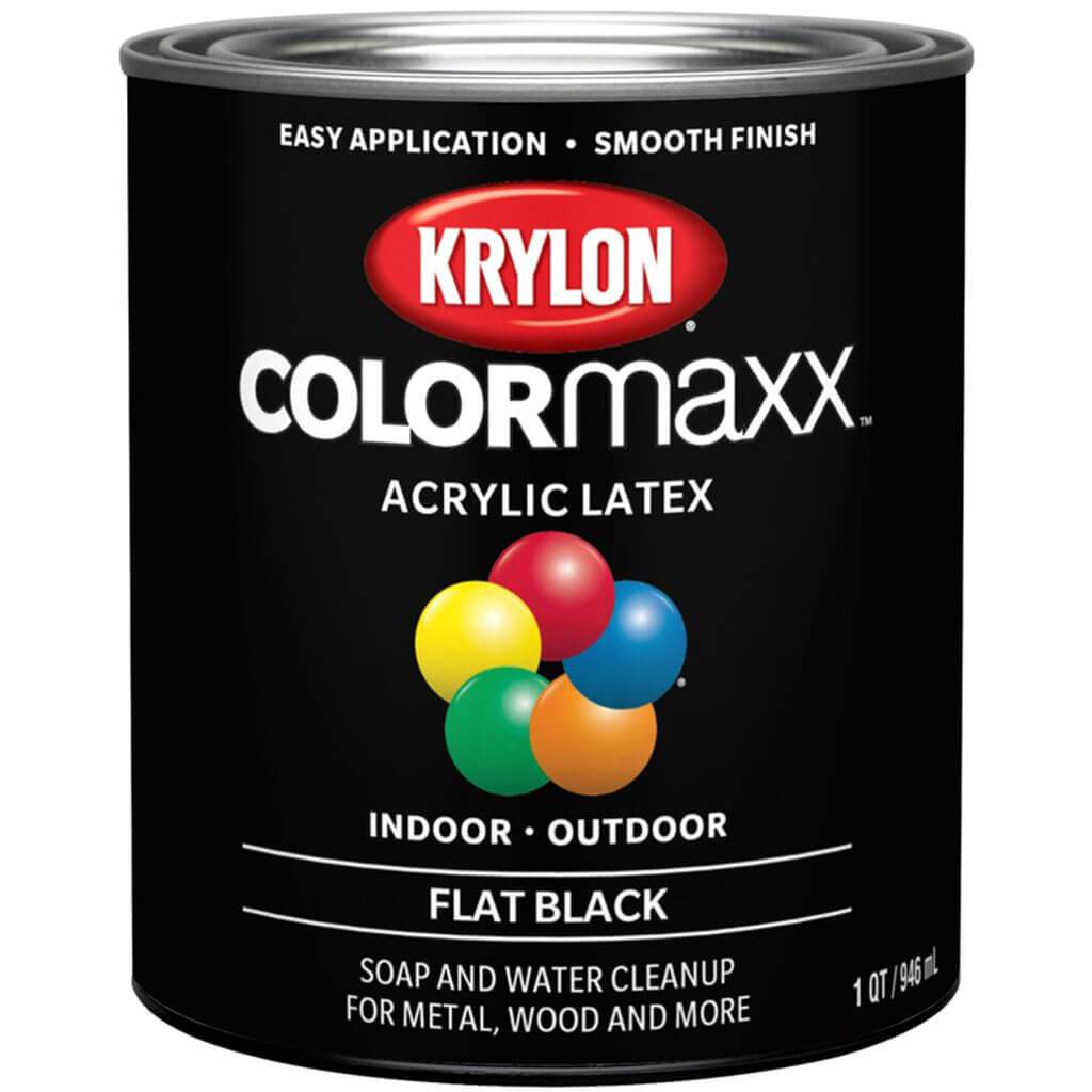 Colormaxx Acrylic Latex Paint 1Qt Flat Black