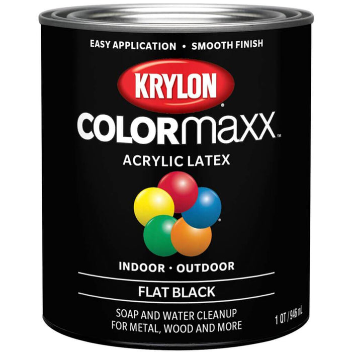 Krylon Colormaxx Acrylic Latex Paint 1Qt Flat Black
