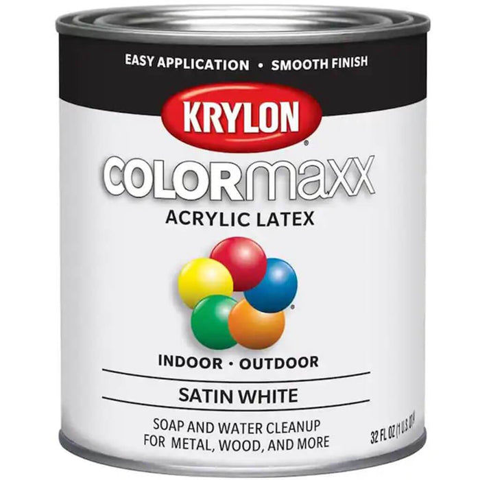 Krylon Colormaxx Acrylic Latex Paint 1Qt Satin White