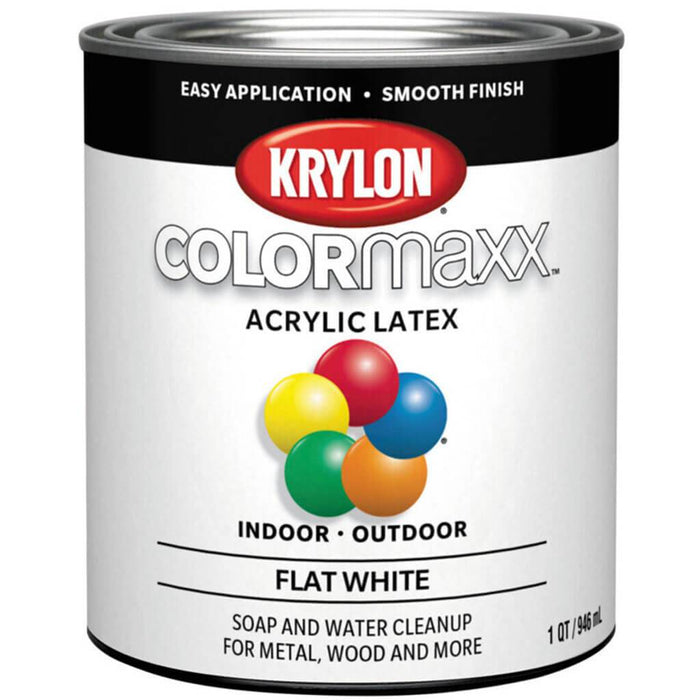Krylon Colormaxx Acrylic Latex Paint 1Qt Flat White