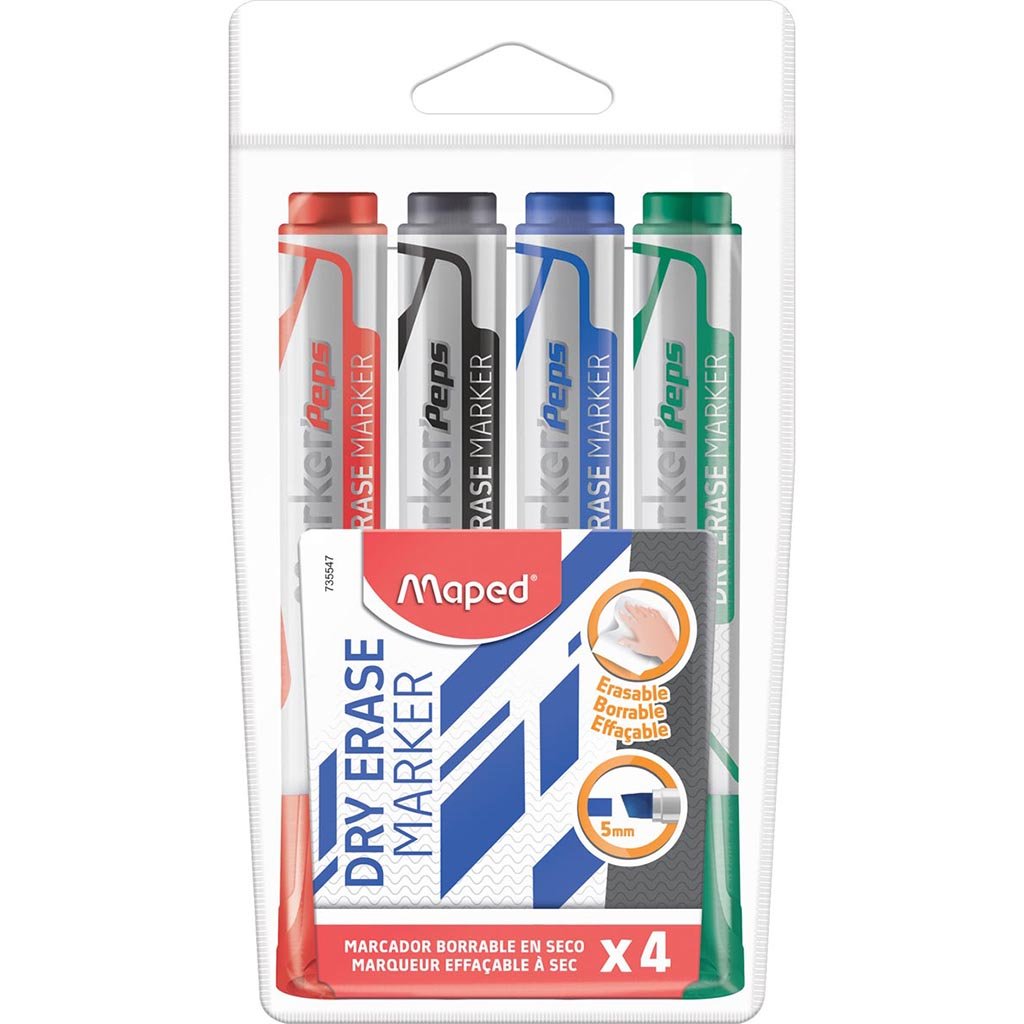 White Board Marker Jumbo Chisel Tip 4pc Box