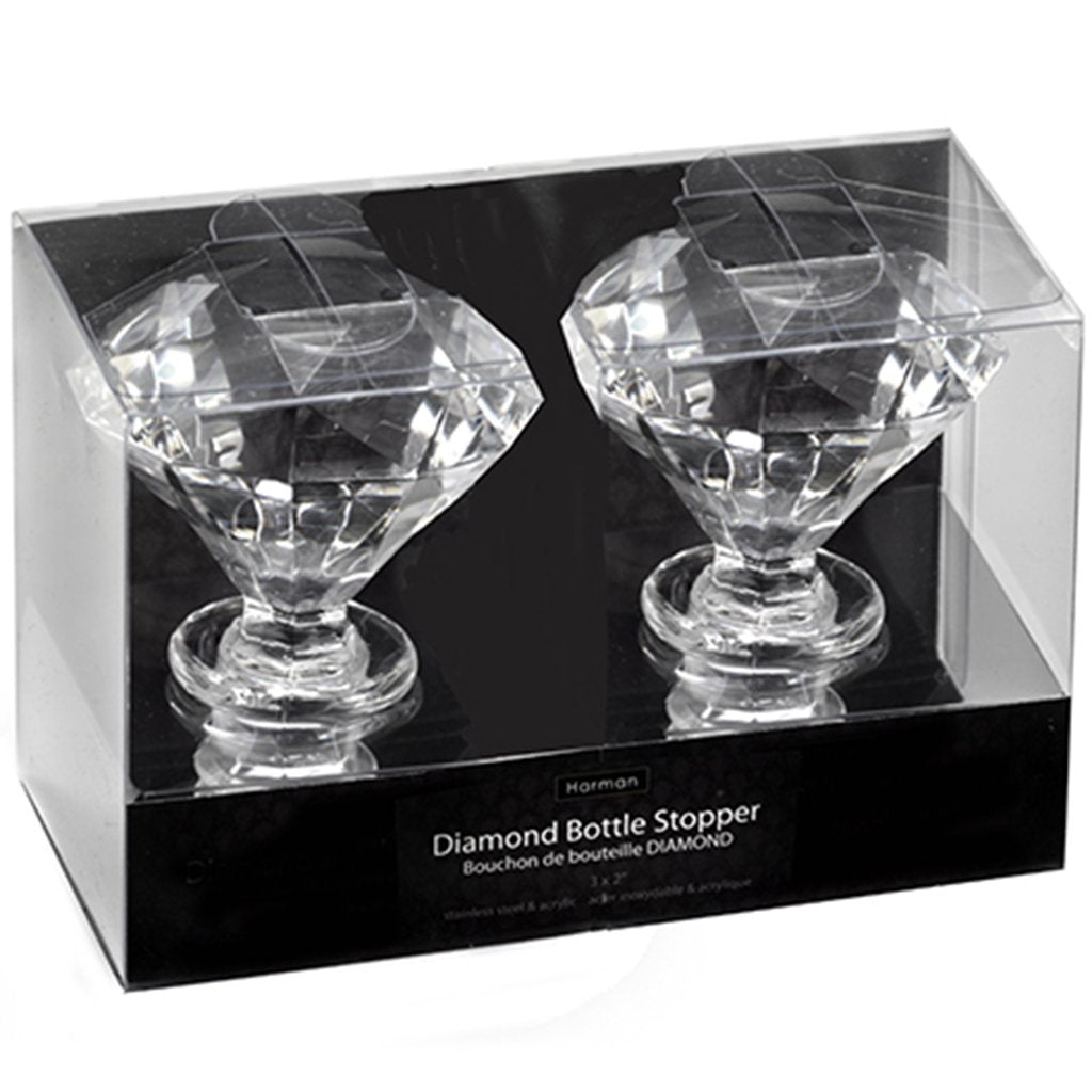 Diamond Bottle Stopper Set of 2 Clear