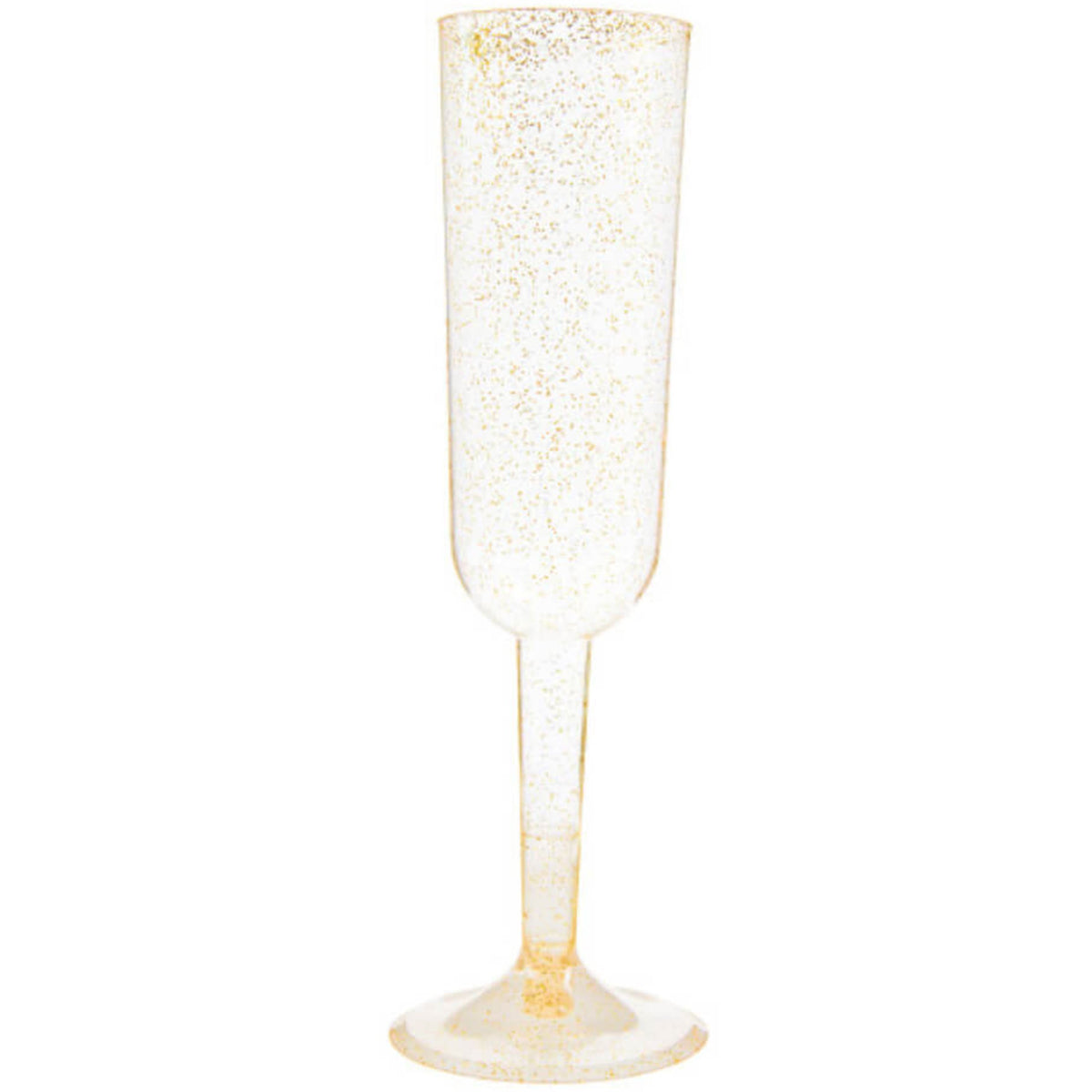 Gold Glitter Plastic Champagne Flutes, 4ct