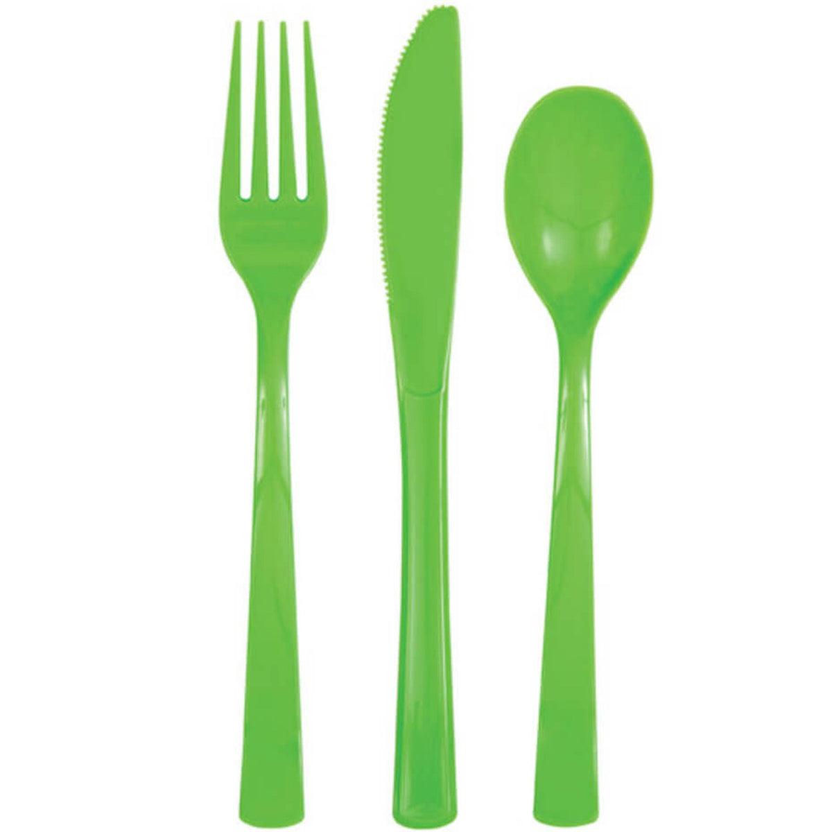 Lime Green Solid Assorted Plastic Cutlery, 18ct