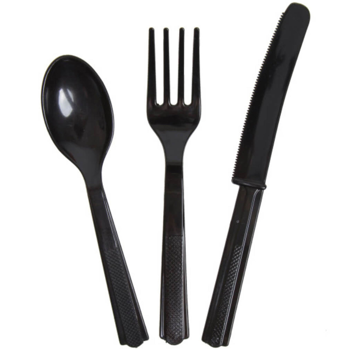 Midnight Black Assorted Plastic Cutlery Box, 18ct