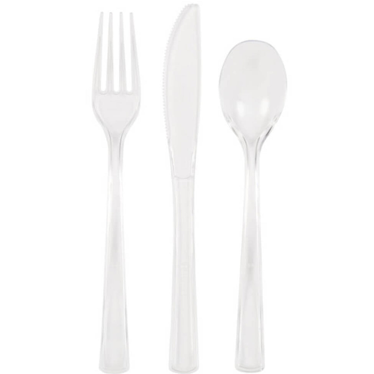 Clear Solid Assorted Plastic Cutlery, 18ct