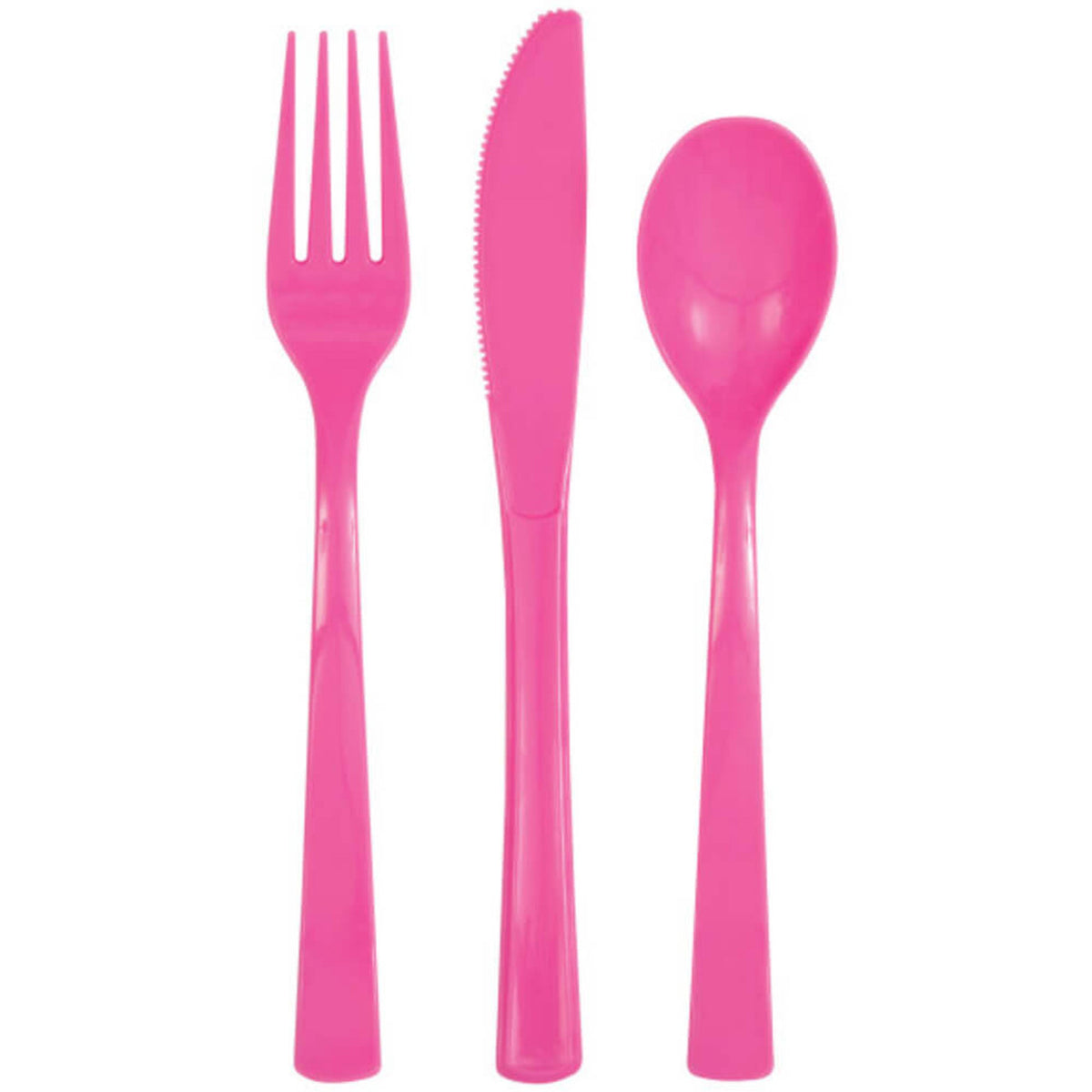 Hot Pink Solid Assorted Plastic Cutlery, 18ct