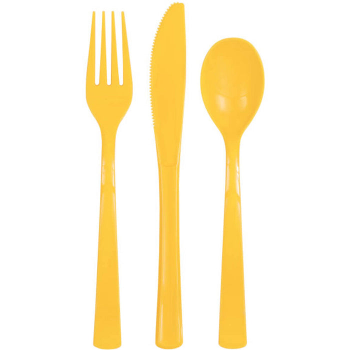 Sunflower Yellow Assorted Plastic Cutlery Box, 18ct