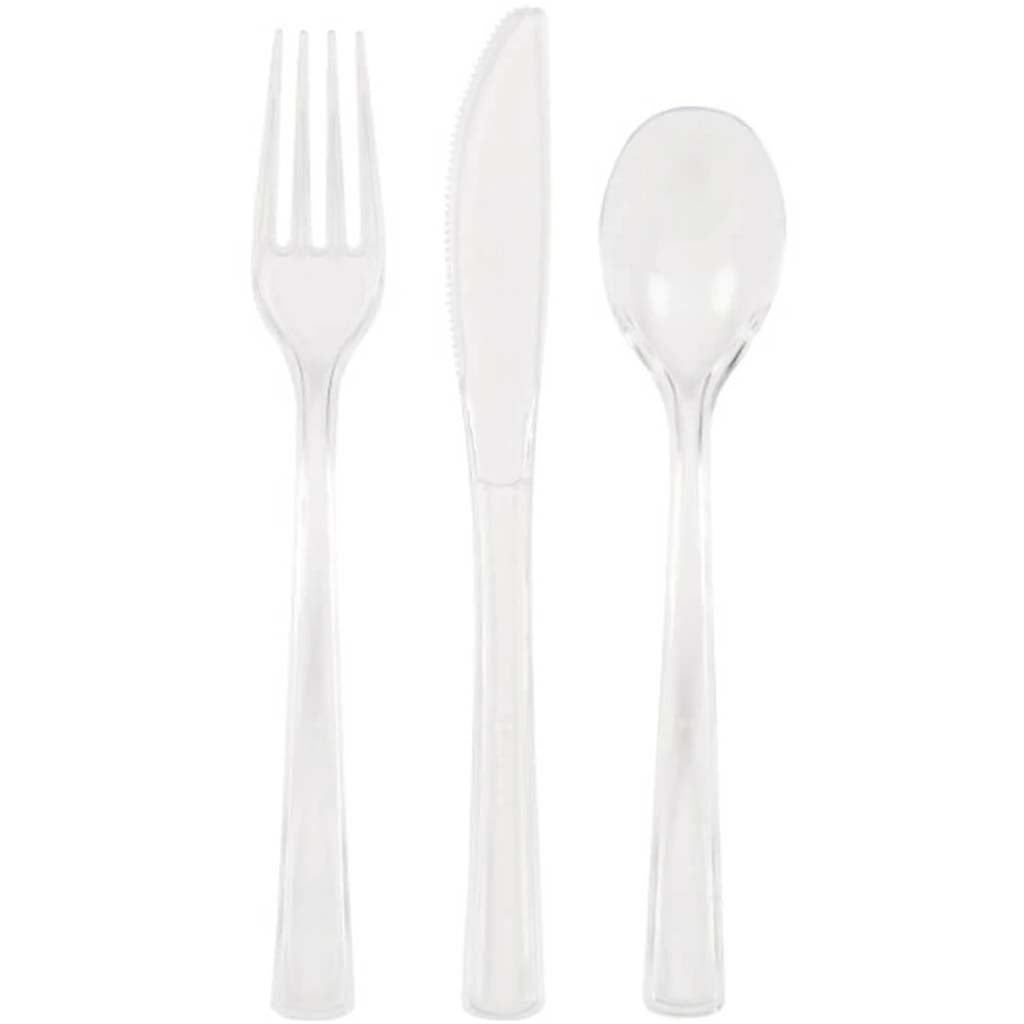 Clear Solid Assorted Plastic Cutlery Box, 18ct