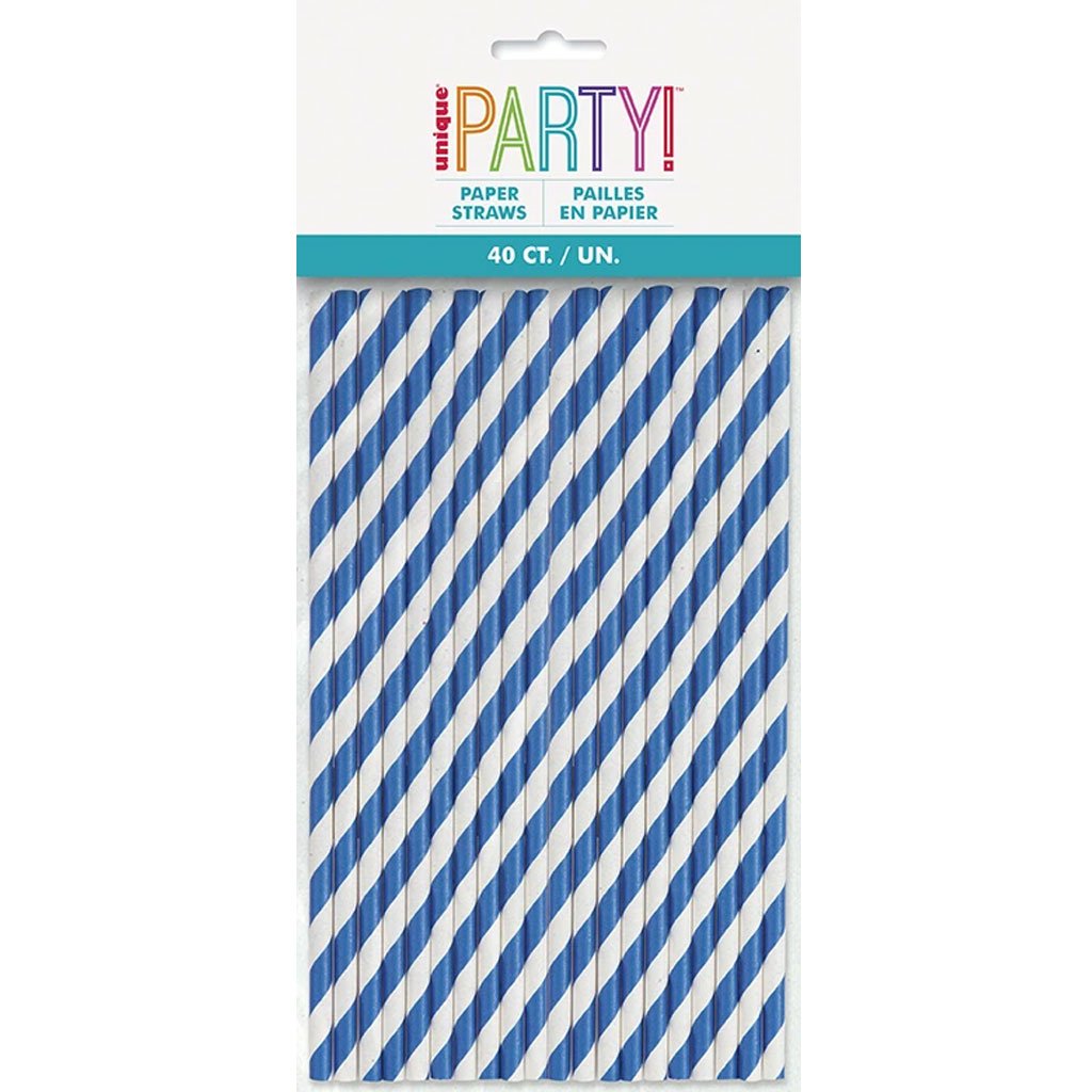 Royal Blue Stripe Paper Straw 40ct