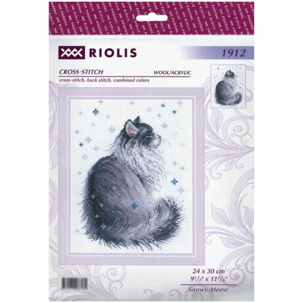 Counted Cross Stitch Kit 9.5in x 11.75in Snowy Meow