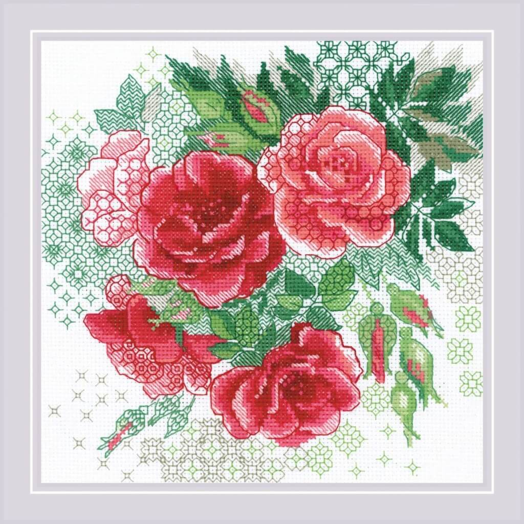 Counted Cross Stitch Kit 7.75in x 7.75in Red Rose Hip