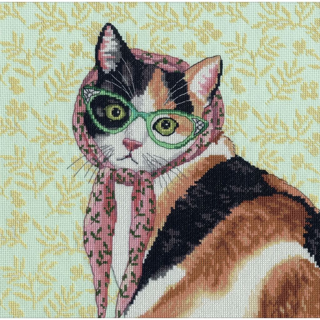 Counted Cross Stitch Kit 11in x 11in Mama Cat