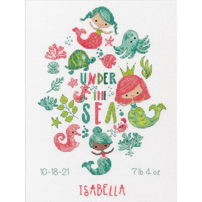 Counted Cross Stitch Kit 12in x 9in Under The Sea Birth