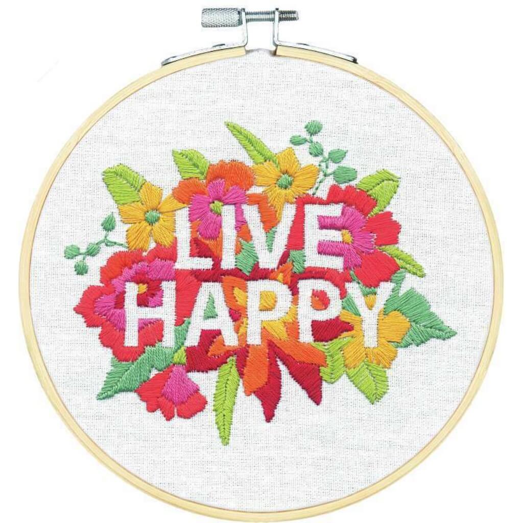 Live Happy Embroidery Kit 6in