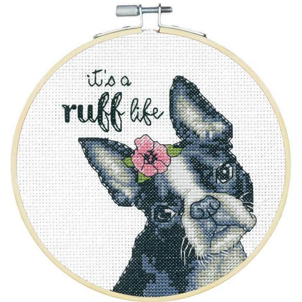 Cross Stitch Kit with Hoop 6in Ruff Life