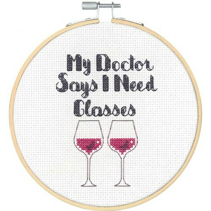 Cross Stitch Kit with Hoop 6in Need Glasses