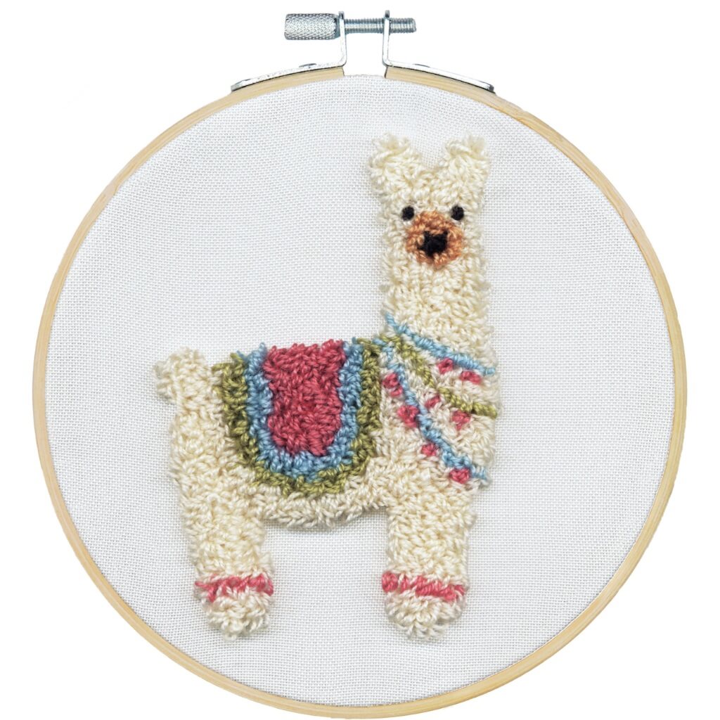 Punch Needle Kit 8in Round Llama