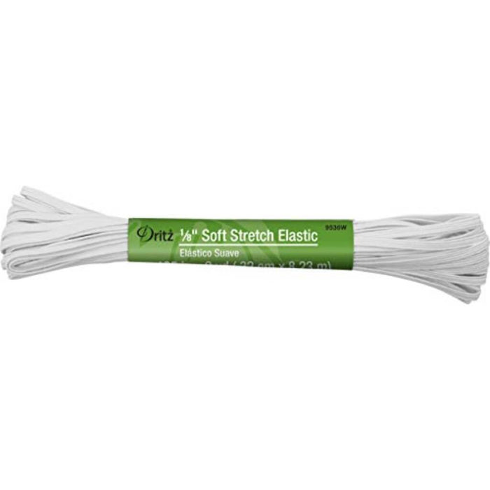 Elastic Soft Stretch 1/8in x 9yd Baby White