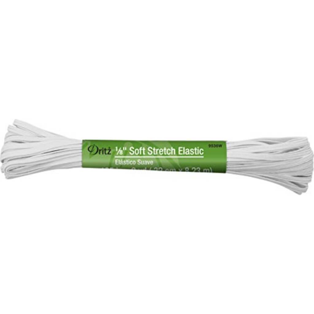 Elastic Soft Stretch 1/8in x 9yd Baby White