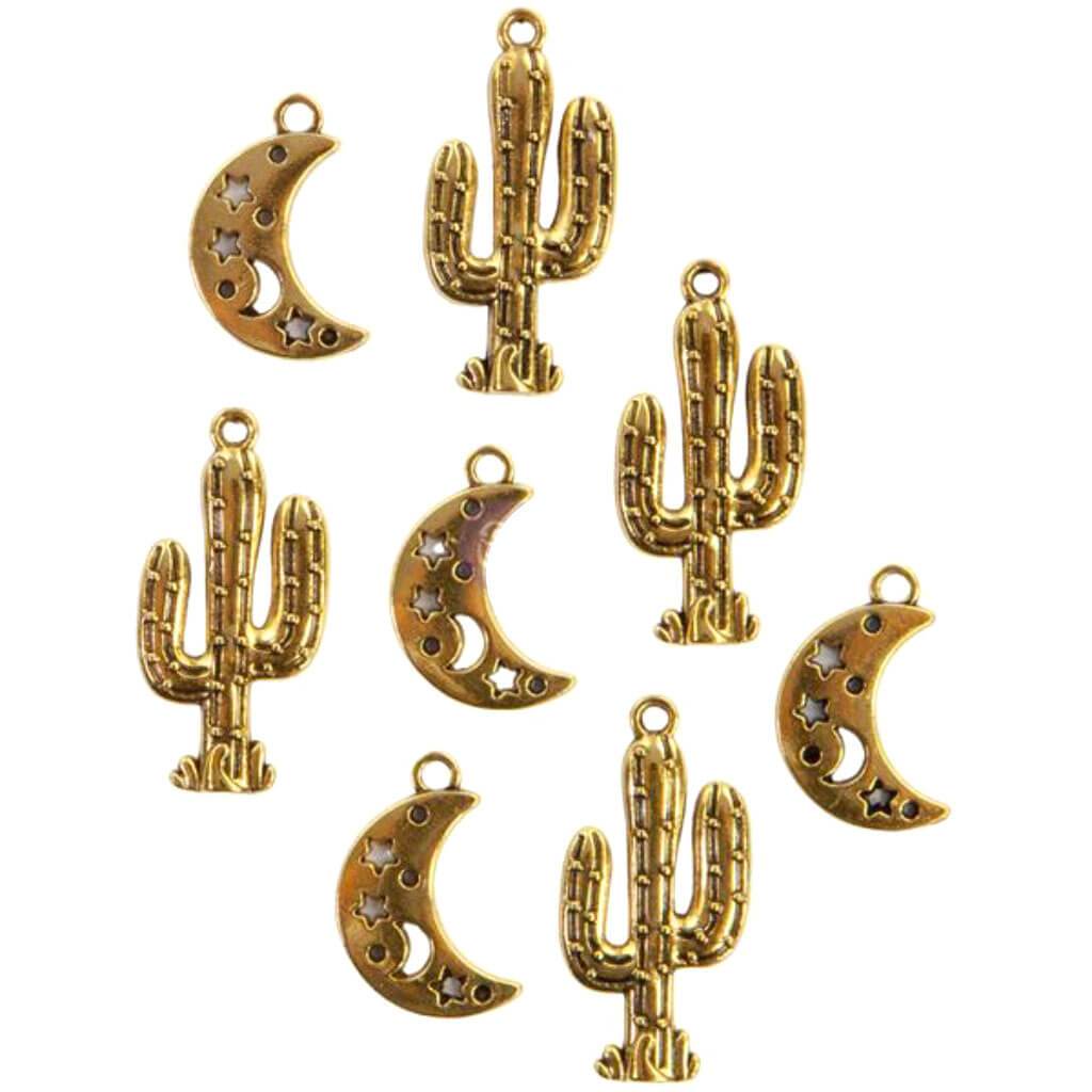 Golden Desert Metal Charms Set of 8