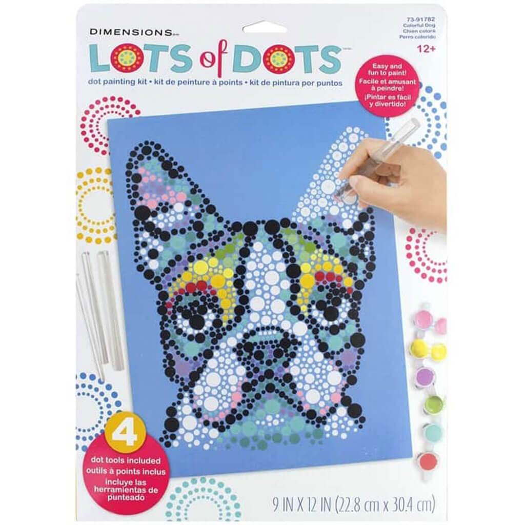 Paint By Number Kit 9in x 12in Colorful Dog Dots