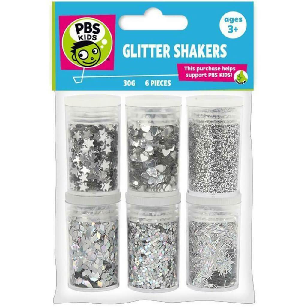 Glitter Shakers 5g 6pc Silver