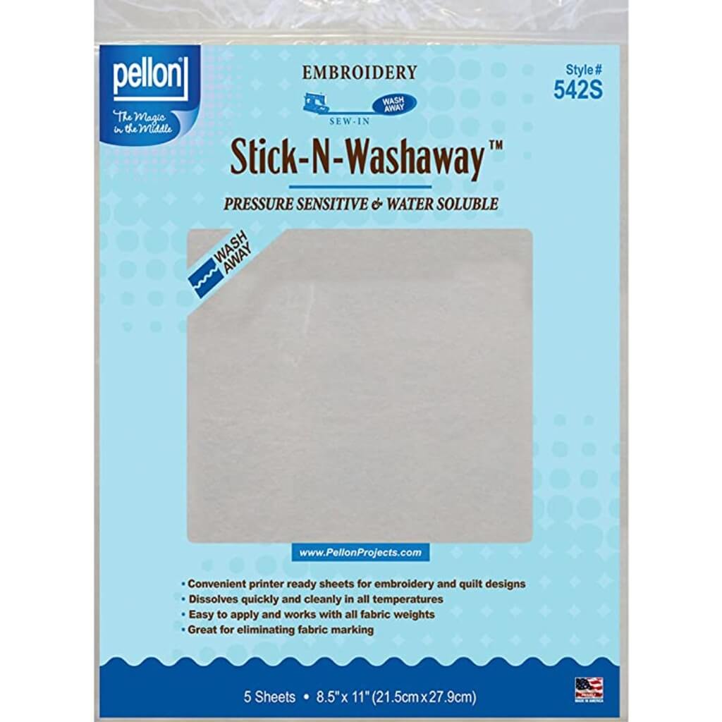 Stick-n-Washaway Embroidery Stabilizer White 8.5 X 11 5pkg