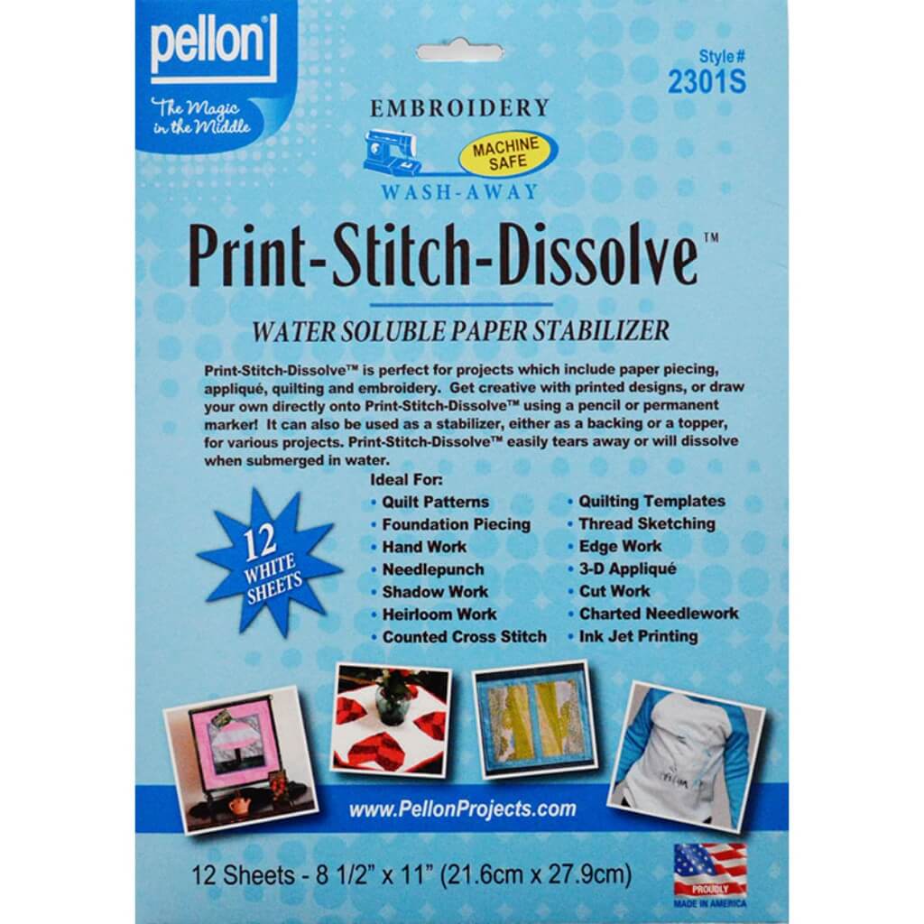 Print-Stitch-Dissolve White 8.5in x 11in 12 Sheets