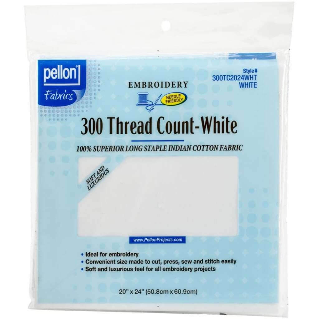 300 Thread Count Cotton Fabric White 20in x 24in